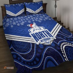 North Melbourne Football Christmas Quilt Bed Set Merry Xmas Mix Aboriginal Art