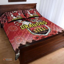 Australia Illawarra and St George Quilt Bed Set- Aboriginal Inspired And Anzac Day With Dragons Poppy Flower Patterns Quilt Bed Set