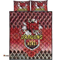 Australia Illawarra and St George Quilt Bed Set- Aboriginal Inspired And Anzac Day With Dragons Poppy Flower Patterns Quilt Bed Set
