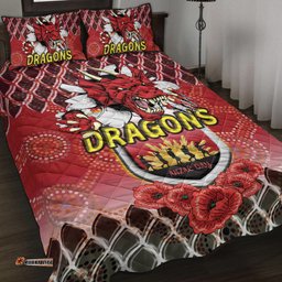 Australia Illawarra and St George Quilt Bed Set- Aboriginal Inspired And Anzac Day With Dragons Poppy Flower Patterns Quilt Bed Set