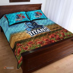 Custom Personalised Gold Coast Titans ANZAC Quilt Bed Set Poppy Flowers Vibes