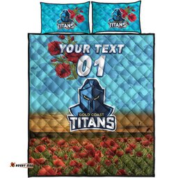 Custom Personalised Gold Coast Titans ANZAC Quilt Bed Set Poppy Flowers Vibes