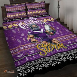 Storm Rugby Xmas Quilt Bed Set Australia NRL Mascot
