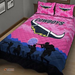 North Queensland Cowboys ANZAC Quilt Bed Set Simple Style Pink