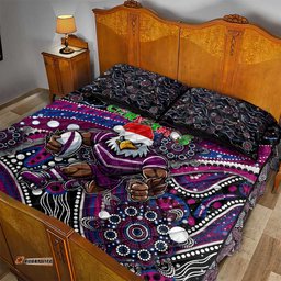 Merry Christmas Manly Warringah Sea Eagles Quilt Bed Set Aboriginal Santa Rugby Mascot Silvertails