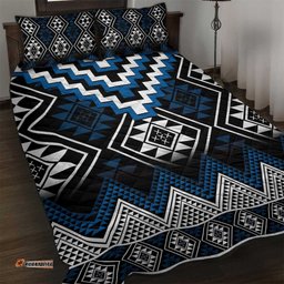 Blue Taniko Aotearoa Quilt Bed Set Niho Taniwha Mix Poutama