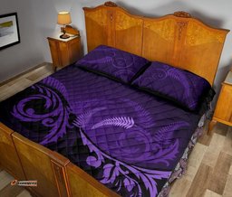 New Zealand Silver Fern Quilt Bed Set Purple 01