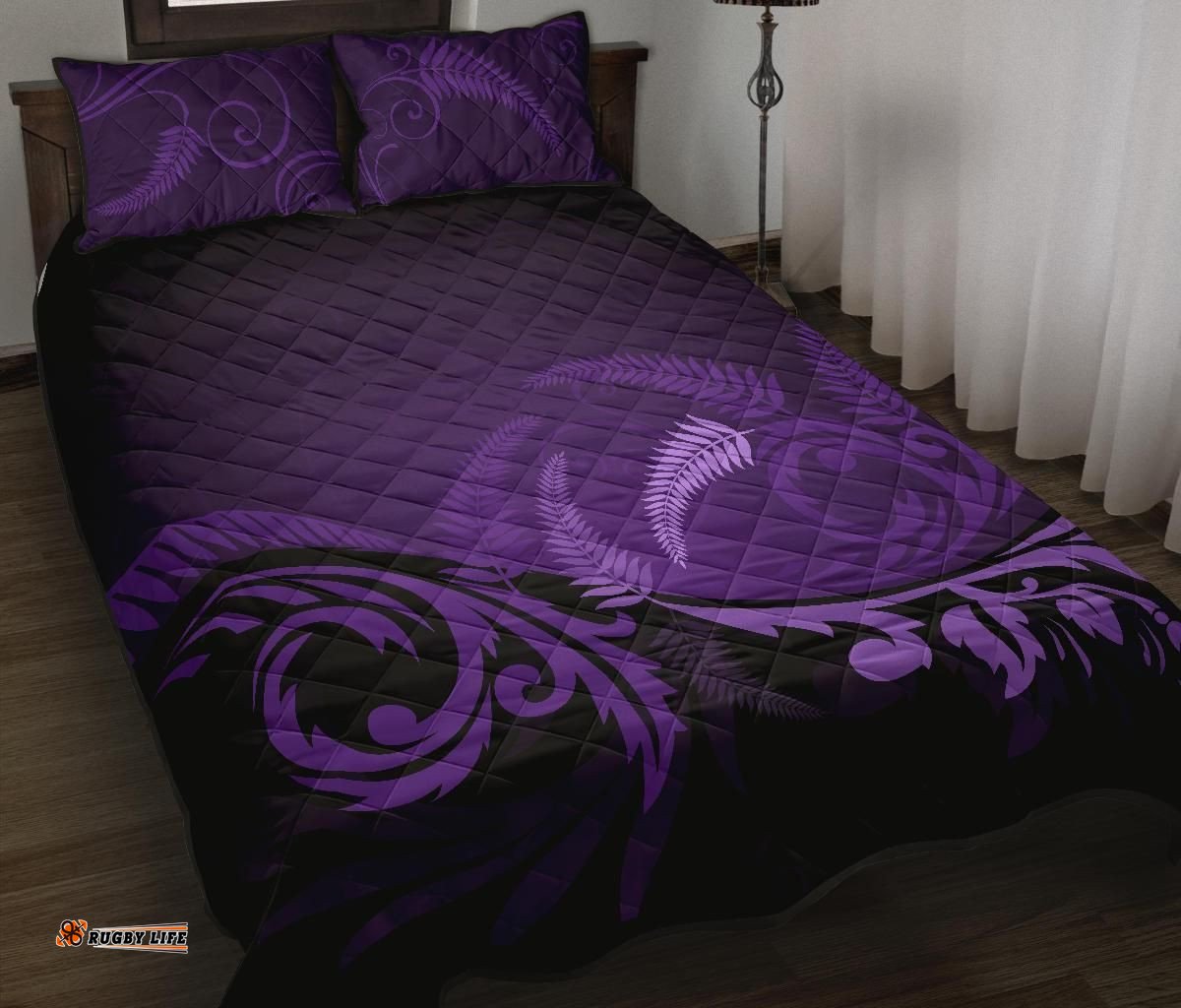 New Zealand Silver Fern Quilt Bed Set Purple 01