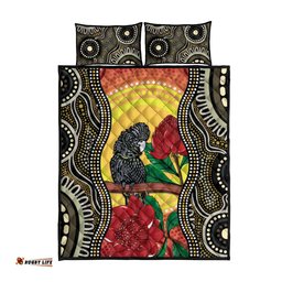 Waratah And Banksian Cockatoo Quilt Bed Set Aboriginal Art
