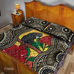 Waratah And Banksian Cockatoo Quilt Bed Set Aboriginal Art