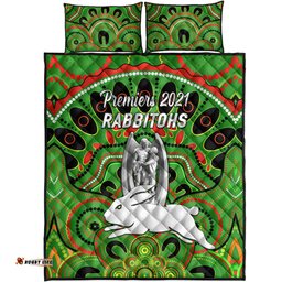 South Sydney Rabbitohs Quilt Bed Set Indigenous Premiers Trophy Green