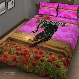 Penrith Panthers ANZAC Quilt Bed Set Poppy Flowers Vibes Pink