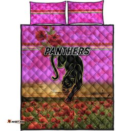 Penrith Panthers ANZAC Quilt Bed Set Poppy Flowers Vibes Pink