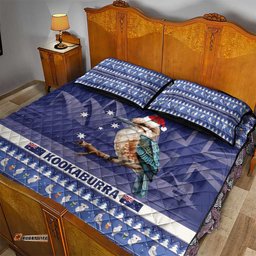 Aussie Kookaburra Quilt Bed Set Merry Christmas Blue Style