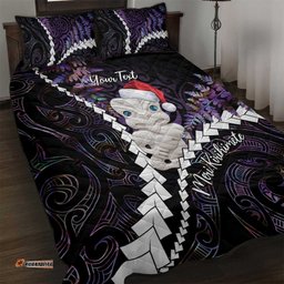 New Zealand Personalised Quilt Bed Set Meri Kirihimete Kowhaiwhai Mix Paua Shell Amethys