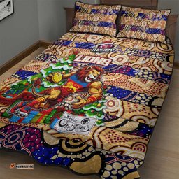 Lions Football Merry Christmas Quilt Bed Set Indigenous Australian Art