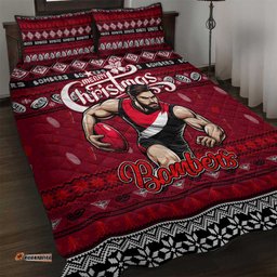 Bombers Football Xmas Quilt Bed Set Australia AFL Mascot