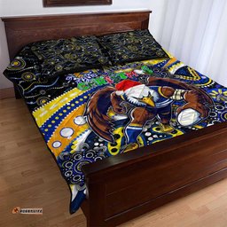Merry Christmas AFL Eagles Quilt Bed Set Aboriginal Santa Football Mascot