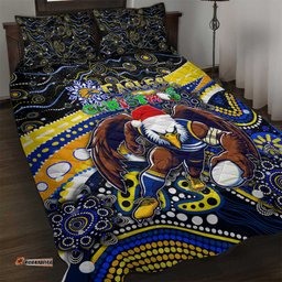 Merry Christmas AFL Eagles Quilt Bed Set Aboriginal Santa Football Mascot