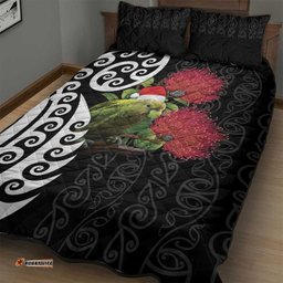 New Zealand Kakapo Christmas Quilt Bed Set Meri Kirihimete Pohutukawa Flowers