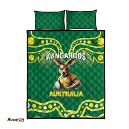 Australia Rugby Custom Quilt Bed Set Kangaroos Make History Pacific Champions