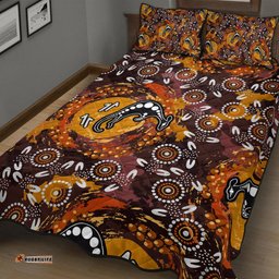 Australia Aboriginal Inspired Quilt Bed Set - Kangaroo Aboiginal Inspired Dot Painting Style