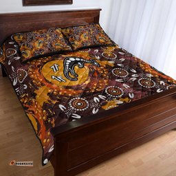 Australia Aboriginal Inspired Quilt Bed Set - Kangaroo Aboiginal Inspired Dot Painting Style