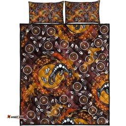 Australia Aboriginal Inspired Quilt Bed Set - Kangaroo Aboiginal Inspired Dot Painting Style