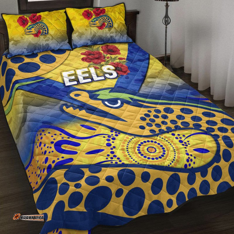 Parramatta Eels ANZAC Quilt Bed Set Indigenous Vibes Gold