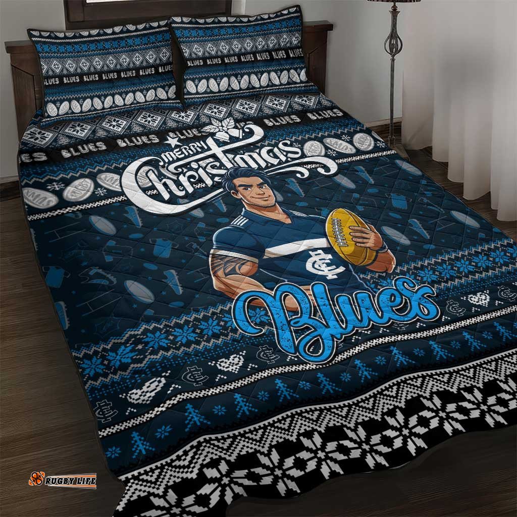 Blues Football Xmas Quilt Bed Set Australia AFL Mascot