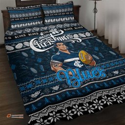 Blues Football Xmas Quilt Bed Set Australia AFL Mascot