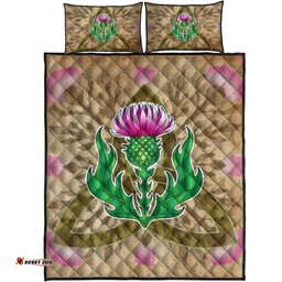 Scottish Quilts Bed Set Thistle Flowers Celtic Knot Vintage Style