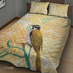 Australia Grevillea And Honeyeaters Quilt Bed Set Aboriginal Art Watercolor Style