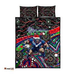 Merry Christmas New Zealand Warriors Quilt Bed Set Aboriginal Santa Rugby Mascot