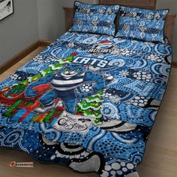 Cats Football Merry Christmas Quilt Bed Set Indigenous Australian Art