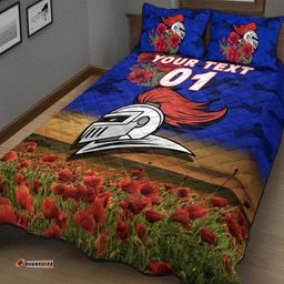 Custom Personalised Newcastle Knights ANZAC Quilt Bed Set Poppy Flowers Vibes