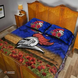 Custom Personalised Newcastle Knights ANZAC Quilt Bed Set Poppy Flowers Vibes