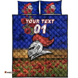 Custom Personalised Newcastle Knights ANZAC Quilt Bed Set Poppy Flowers Vibes