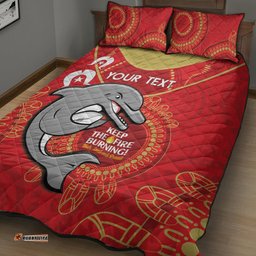Custom NRL Dolphins NAIDOC Week Quilt Bed Set Keep The Fire Burning Indigenous Art