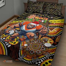 Merry Christmas AFL Giants Quilt Bed Set Aboriginal Santa Football Mascot