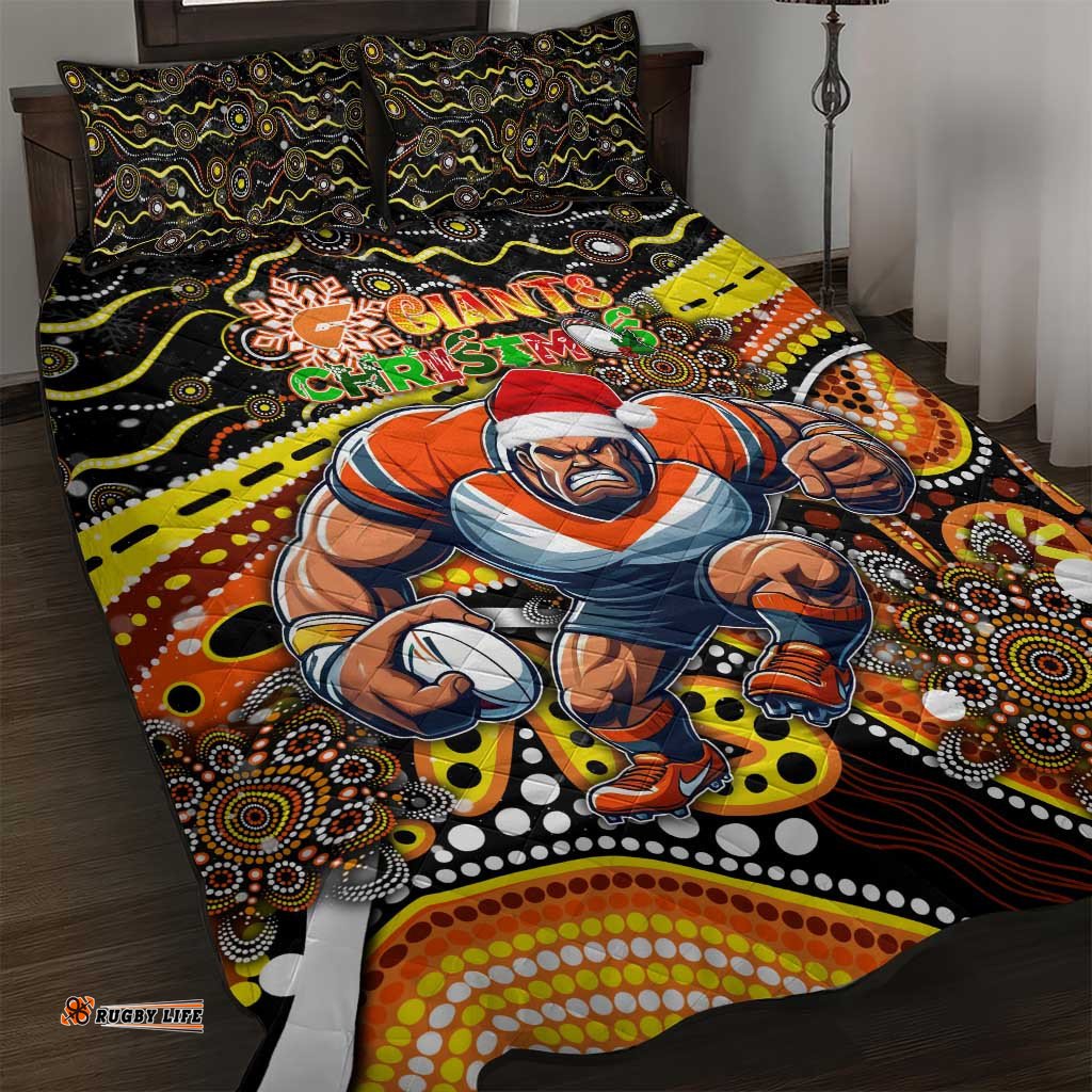 Merry Christmas AFL Giants Quilt Bed Set Aboriginal Santa Football Mascot