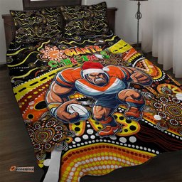Merry Christmas AFL Giants Quilt Bed Set Aboriginal Santa Football Mascot