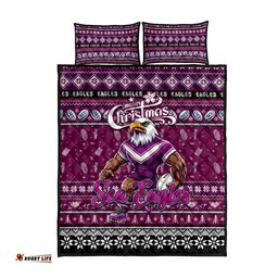Sea Eagles Rugby Xmas Quilt Bed Set Australia NRL Mascot