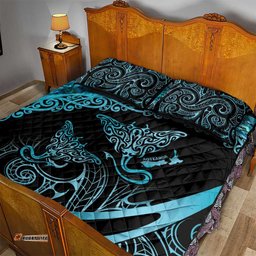 New Zealand Stingray Quilt Bed Set Aotearoa Whai With Maori Paua Shell