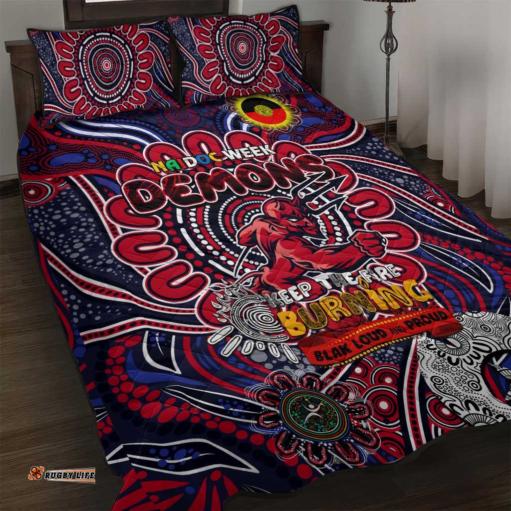 Melbourne Demons NAIDOC Week 2024 Quilt Bed Set Mascot Football