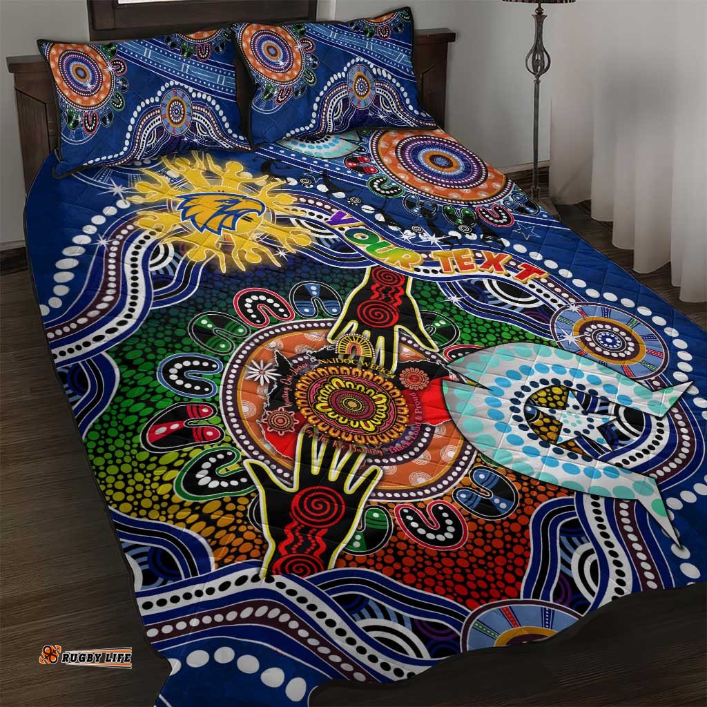 Custom NAIDOC Week 2024 West Coast Eagles Quilt Bed Set Australia Aboriginal Dot Painting