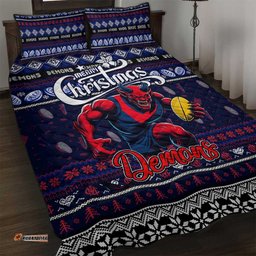 Demons Football Xmas Quilt Bed Set Australia AFL Mascot