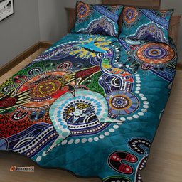 Personalised Sharks NAIDOC Week 2024 Quilt Bed Set Australia Aboriginal Dot Painting