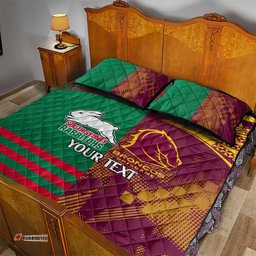 Custom NRL Rabbitohs and Broncos Quilt Bed Set Sporty Style