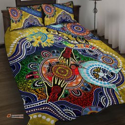 Personalised Eels NAIDOC Week 2024 Quilt Bed Set Australia Aboriginal Dot Painting